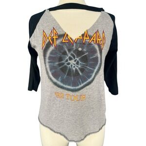 Def Leopard 1992 Adrenalize Rocker Chic Choker V Neck Raglan Shirt Med Festival